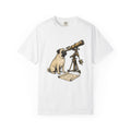 Pug Puppy T-Shirt Dog Space Gift Women Retro T-Shirt Puppy T-Shirt Dog Fan Canine T-Shirt Vintage Graphic Astronomy Illustration Sketch Binoculars