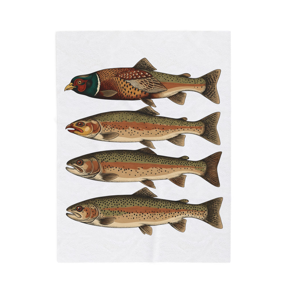 Rainbow Trout Fishing Animals Gift Retro Trout Angler Fan Vintage Wildlife Sketch Game Blanket