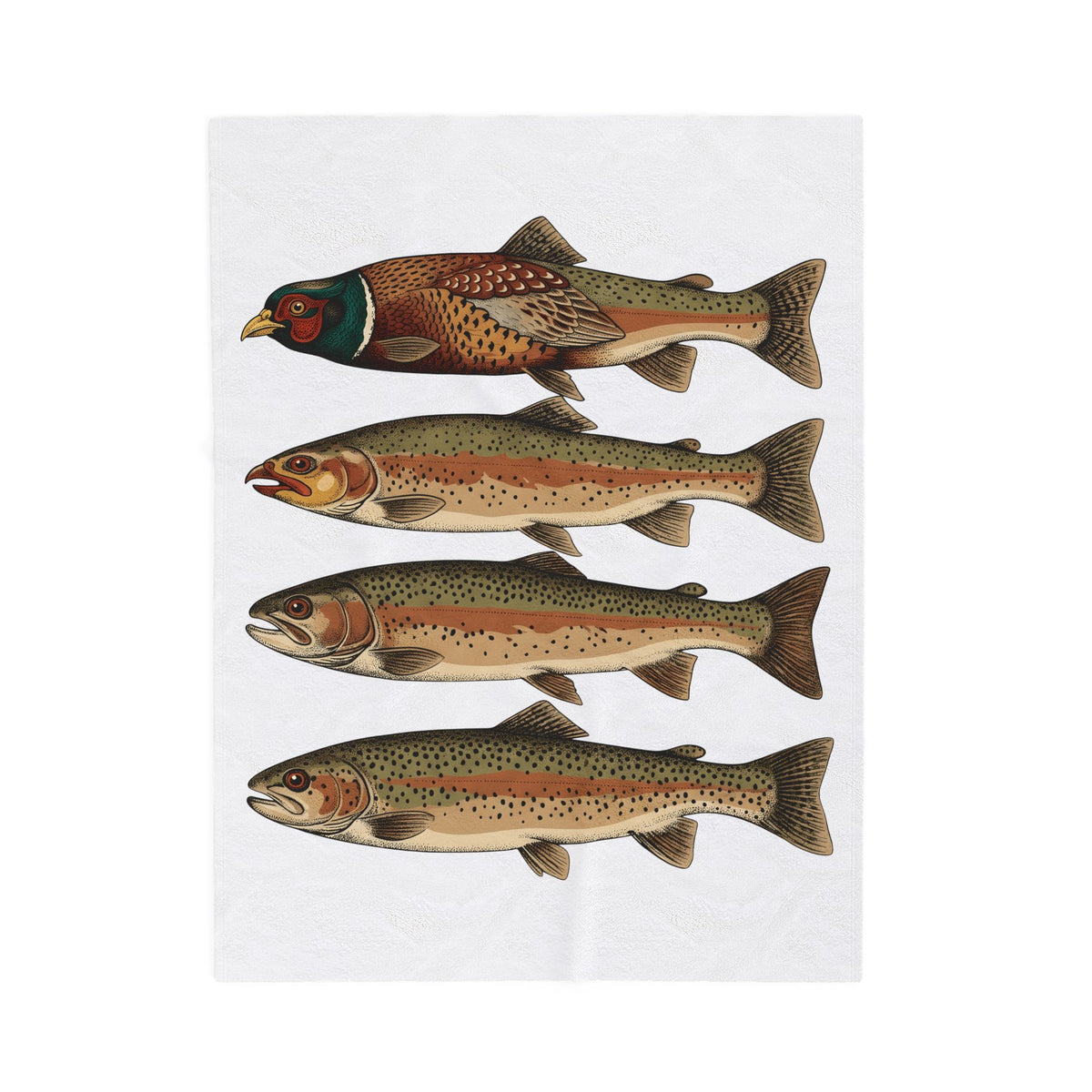 Rainbow Trout Fishing Animals Gift Retro Trout Angler Fan Vintage Wildlife Sketch Game Blanket