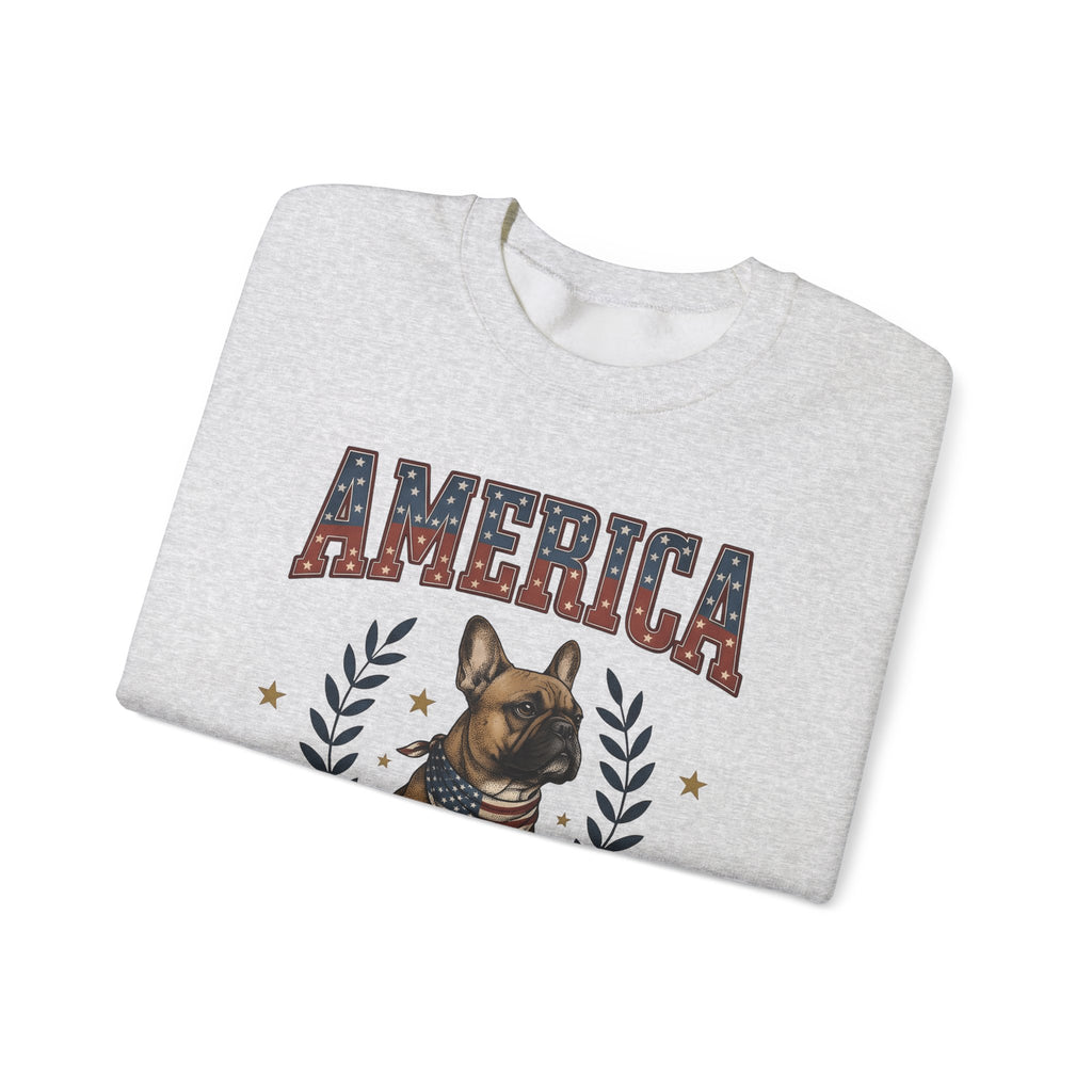 French Bulldog Sweatshirt America Patriotic Gift Women Vintage Sweatshirt Bouledogue Sweatshirt American Fan Retro Illustration Graphic Retro Stars Sweatshirt