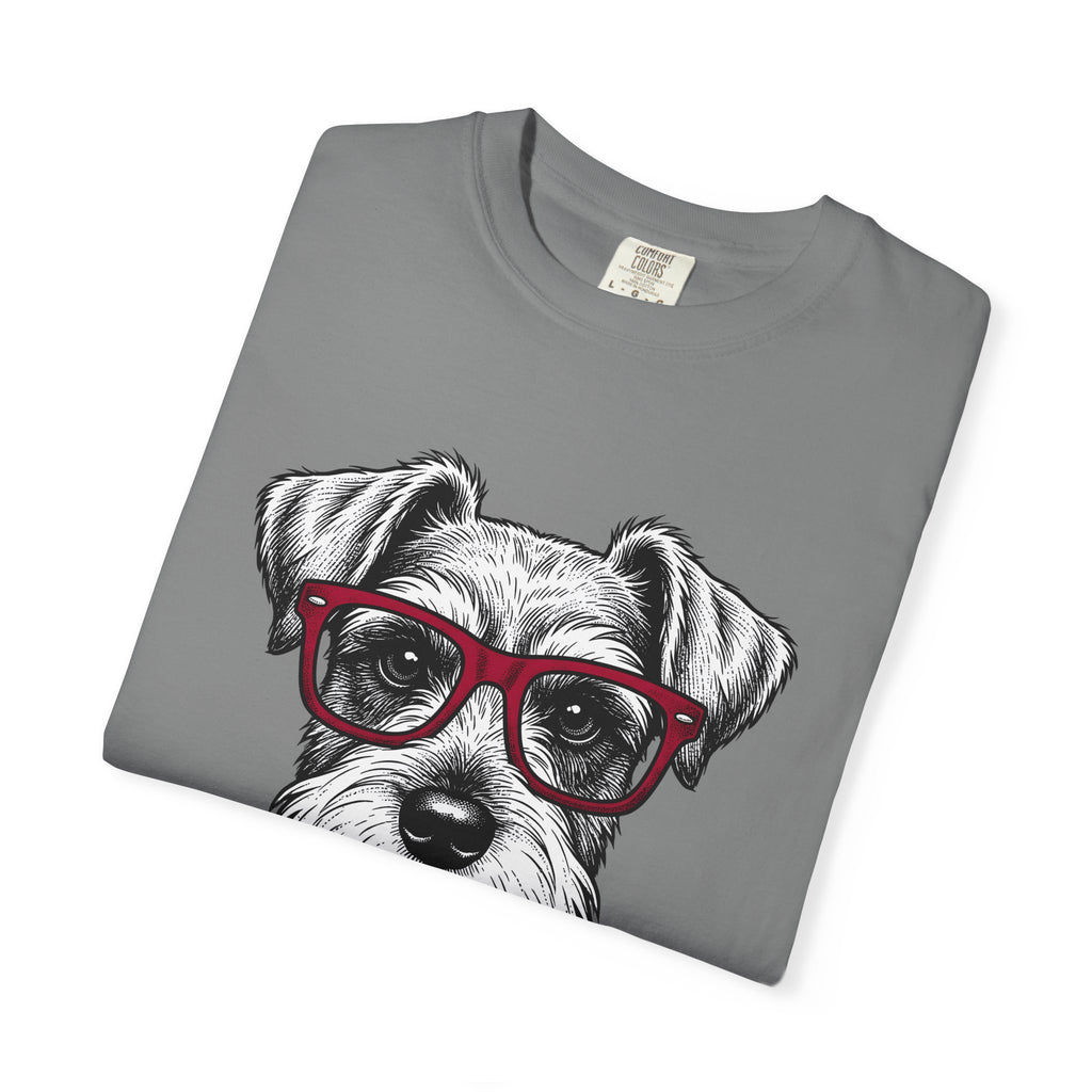 Schnauzer Pet T-Shirt Dog Critters Gift Women Line Art T-Shirt Dog T-Shirt Dog Fan Dog Graphic Dog Graphic Cartoon Spectacles T-Shirt