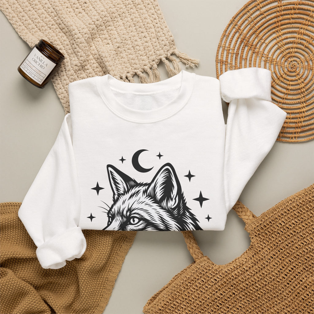 Wolf Portrait Sweatshirt Boho Chic Fauna Gift Women Sketch Sweatshirt Canine Sweatshirt Bohemian Fan Drawing Design Graphic Creature Illustration Graphic