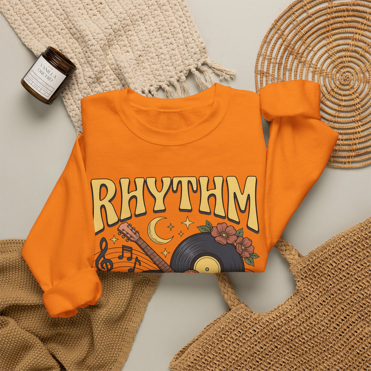 Electric Guitar Records Sweatshirt Music Bouquet Gift Women Free Spirit Sweatshirt Guitar Sweatshirt Music Fan Bohemian Sweatshirt Floral Graphic Old School