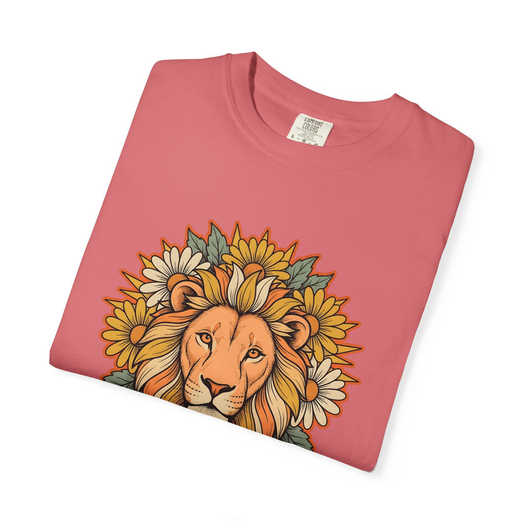 Lion Blossom Boho Chic Horoscope Gift Tribal Lion Bohemian Fan Ethnic Zodiac Classic Sunflower T-Shirt