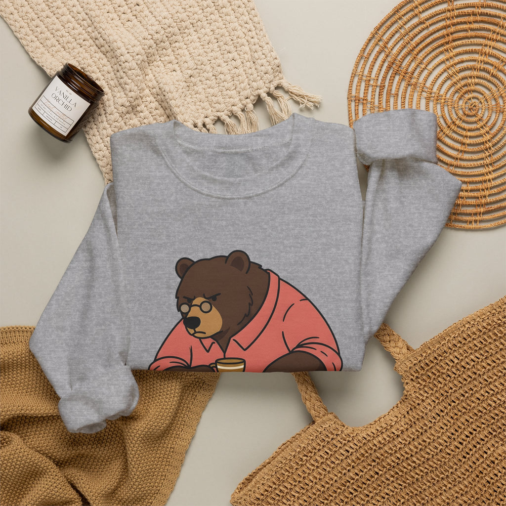 Bear Mocha Sweatshirt Teachers Caffeine Gift Women Illustration Sweatshirt Mocha Sweatshirt Educator Enthusiast Drawing Sweatshirt Caffeine Graphic Doodle