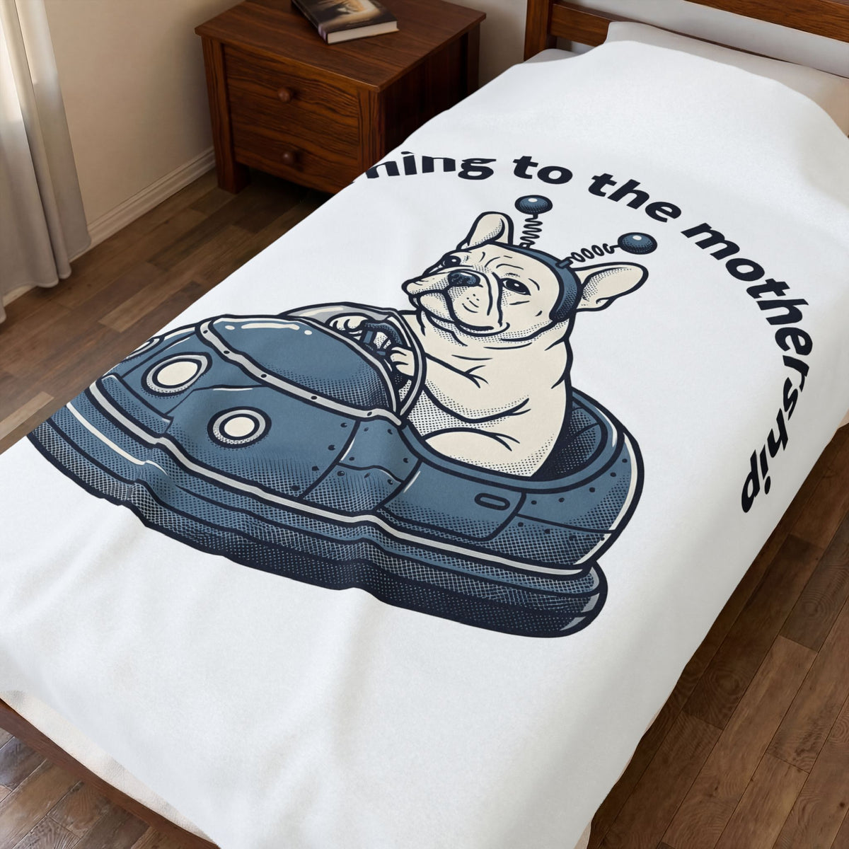 French Bulldog Rocket Blanket Dog Jokes Gift Women Cartoon Blanket Frenchie Blanket Dog Fan Toon Blanket Funny Graphic Vintage Satellite Blanket