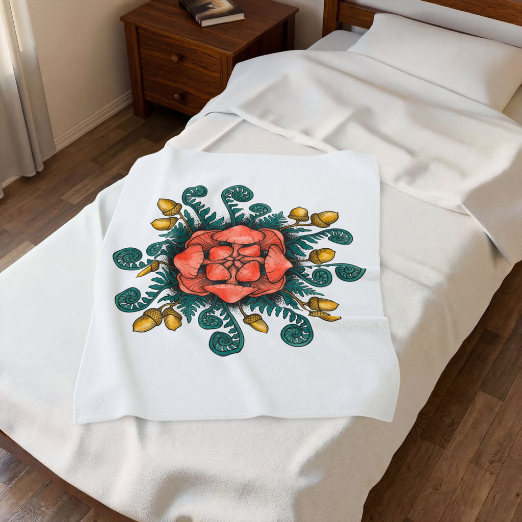 Shroom Mandala Blanket Boho Chic Flora Gift Women Bohemian Blanket Mushroom Blanket Hippie Fan Tribal Blanket Botanical Graphic Line Art Seed Pods