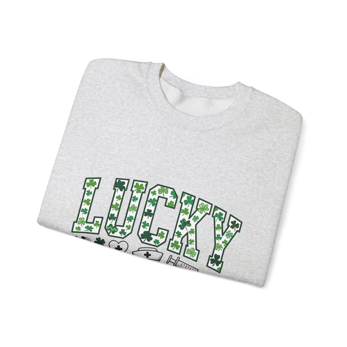 Clover Nurse Cap Sweatshirt Nurse Irish Celebration Gift Women Graphic Design Sweatshirt Nurse Hat Sweatshirt Nursing Enthusiast Nurse Uniform Sweatshirt St
