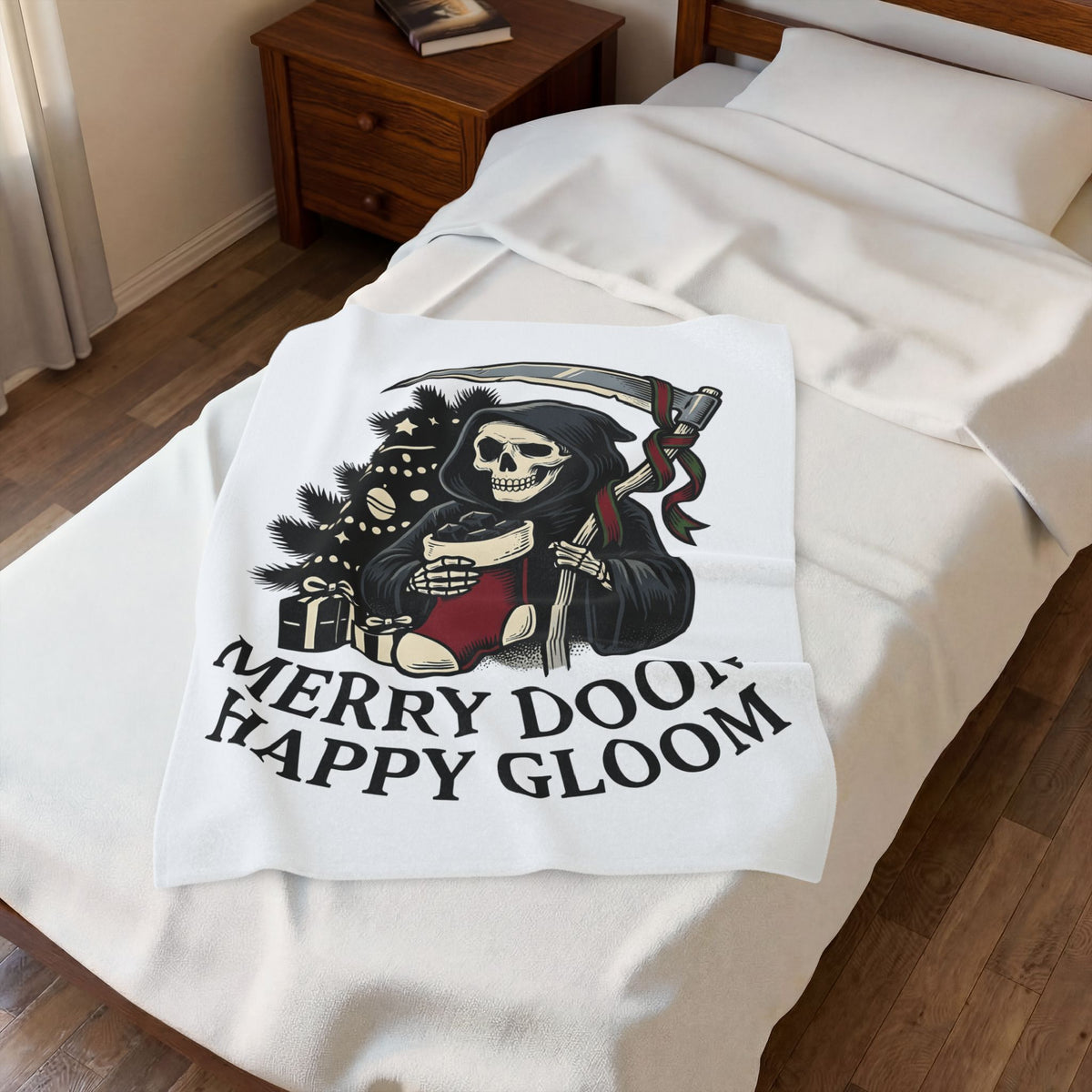 Death Figure Blanket Christmas Dark Gift Women Distressed Blanket Grim Reaper Blanket Xmas Fan Gothic Blanket Macabre Graphic