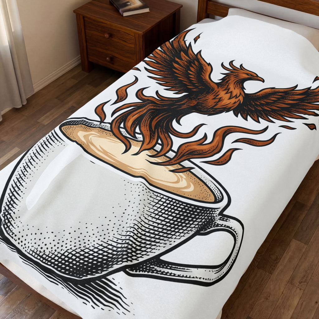 Phoenix Coffee Cup Blanket Coffee Fantasy Gift Women Tattoo Blanket Coffee Blanket Blanket Coffee Fan Ink Blanket Mythical Graphic Vintage Flames