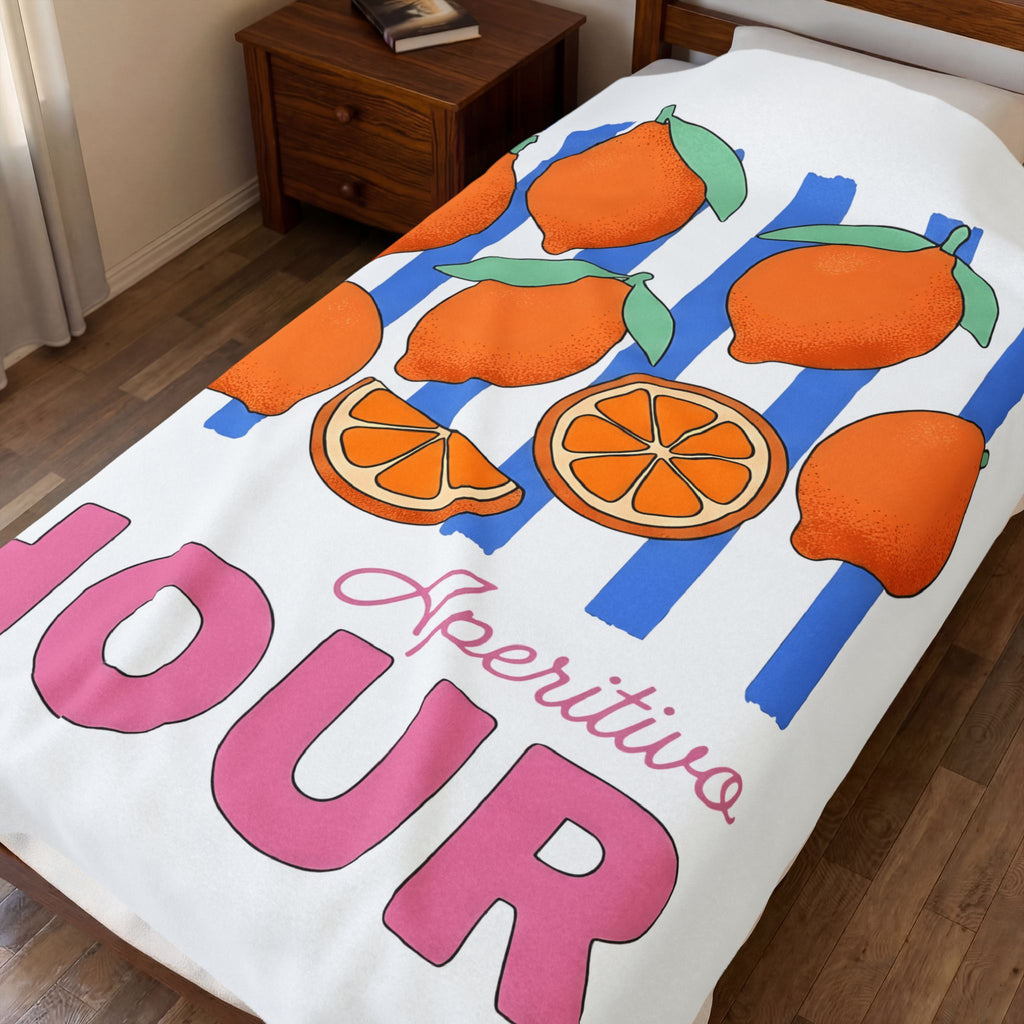 Lemon Fruit Blanket Drinks Vacation Gift Women Cartoon Blanket Citrus Blanket Beverage Fan Cocktail Graphic Classic Orange Segment Blanket