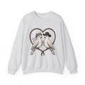Dove Duo Sweatshirt Cowgirl Ranch Gift Women Classic Sweatshirt Pigeons Sweatshirt Rodeo Fan Rustic Graphic Sweatshirt Pen Drawing Braided Heart Sweatshirt
