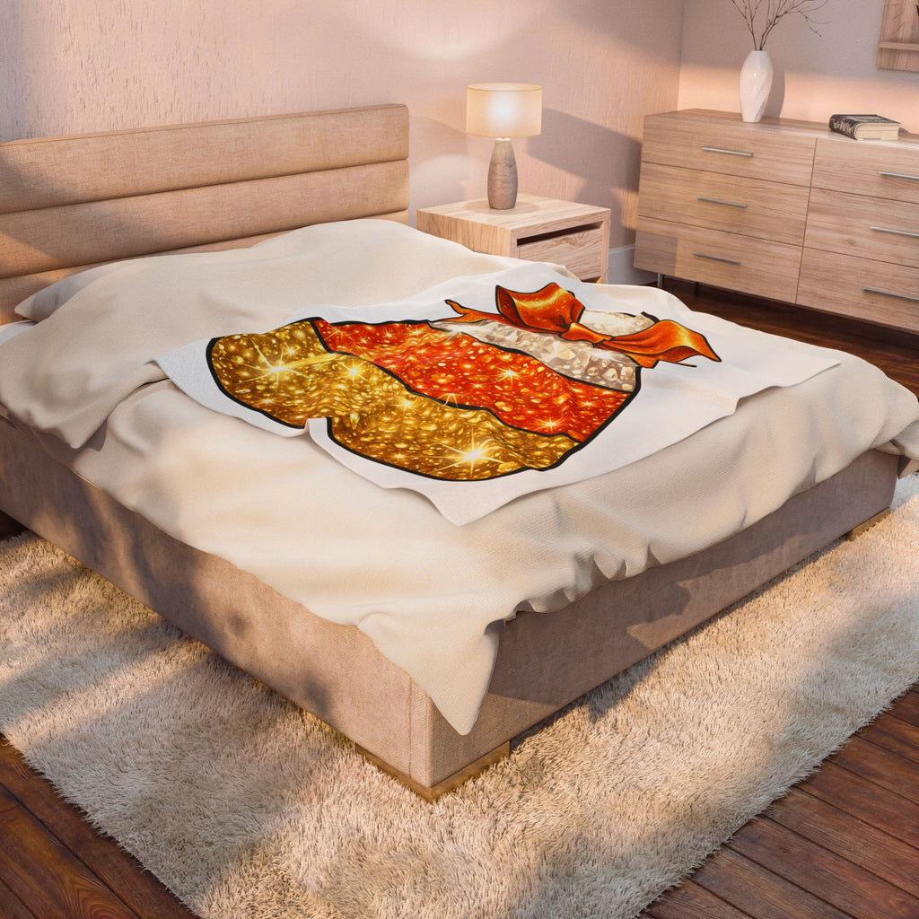 Candy Corn Blanket Halloween Candy Gift Women Glitter Blanket Triangular Corn Blanket Spooky Fan Sparkling Blanket Sweets Graphic Kawaii Bow Blanket