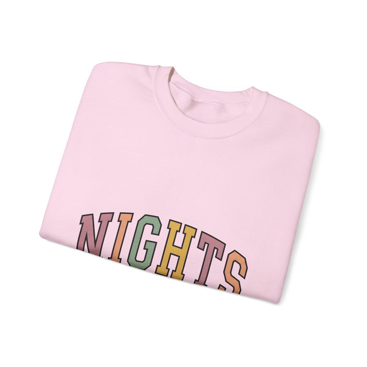Varsity Lettering Design Sweatshirt Nurses Graveyard Shift Gift Women Pale Hues Sweatshirt Letterman Sweatshirt Nursing Enthusiast Pastel Sweatshirt Night