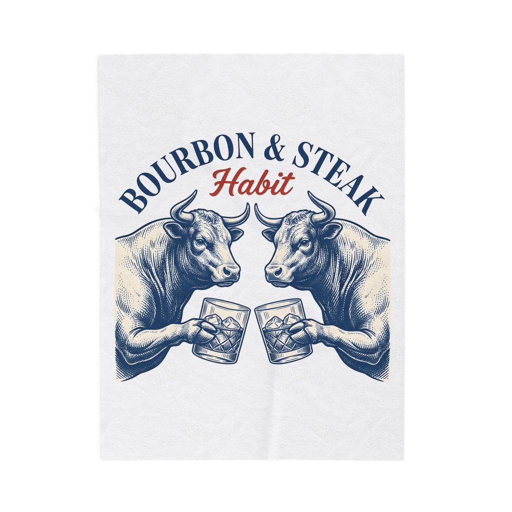 Bull Drinking Blanket Steak Bourbon Gift Women Vintage Blanket Ox Blanket Meat Fan Cowboy Graphic Blanket Retro Whiskey Glass Blanket