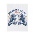 Bull Drinking Blanket Steak Bourbon Gift Women Vintage Blanket Ox Blanket Meat Fan Cowboy Graphic Blanket Retro Whiskey Glass Blanket
