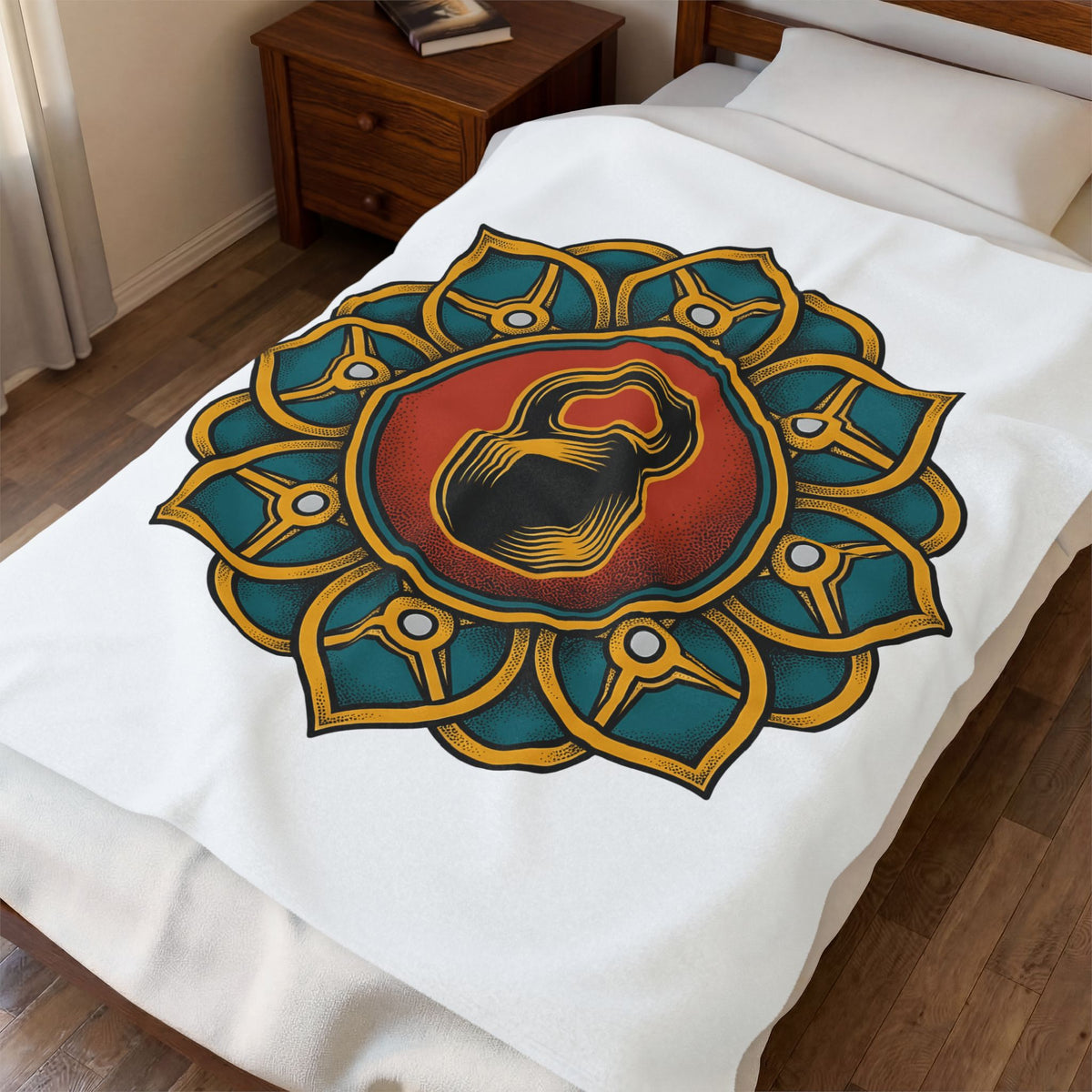 Kettlebell Mandala Blanket Sports Fitness Gift Women Boho Blanket Kettlebell Blanket Athlete Enthusiast Hippie Blanket Workout Graphic Vintage