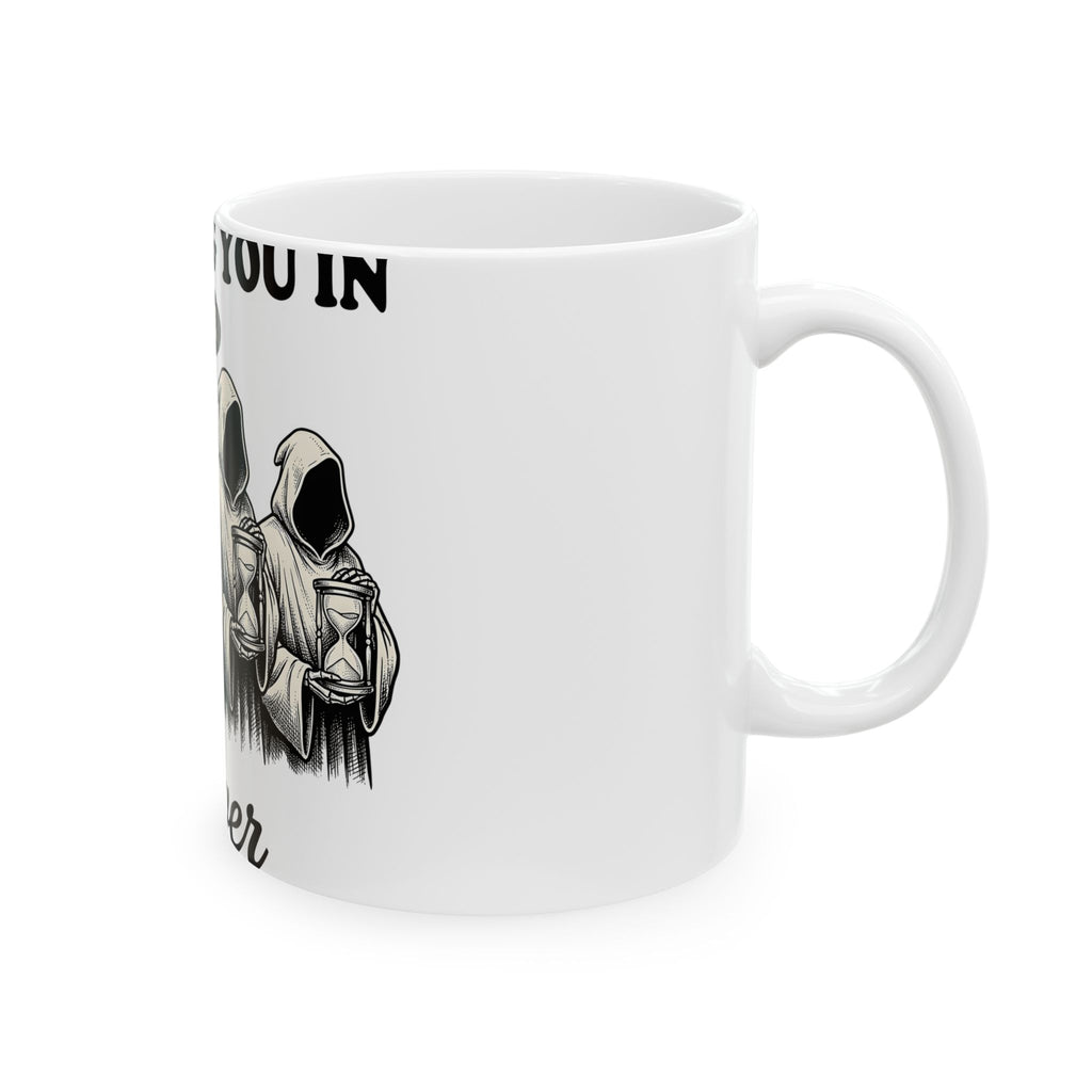 Reaper Skull Mug Halloween Ghost Gift Women Eerie Mug Grim Reaper Mug Horror Fan Spooky Mug Specter Graphic Old School Sand Timer