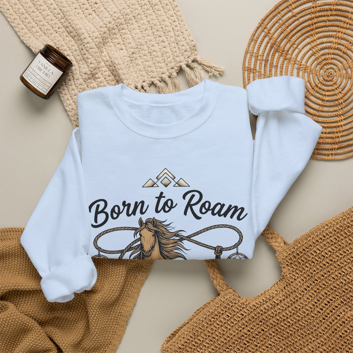 Horse Illustration Sweatshirt Cowgirl Ranch Gift Women Tribal Sweatshirt Stallion Sweatshirt Cowboy Fan Rodeo Sweatshirt Farm Graphic Retro Charm Sweatshirt