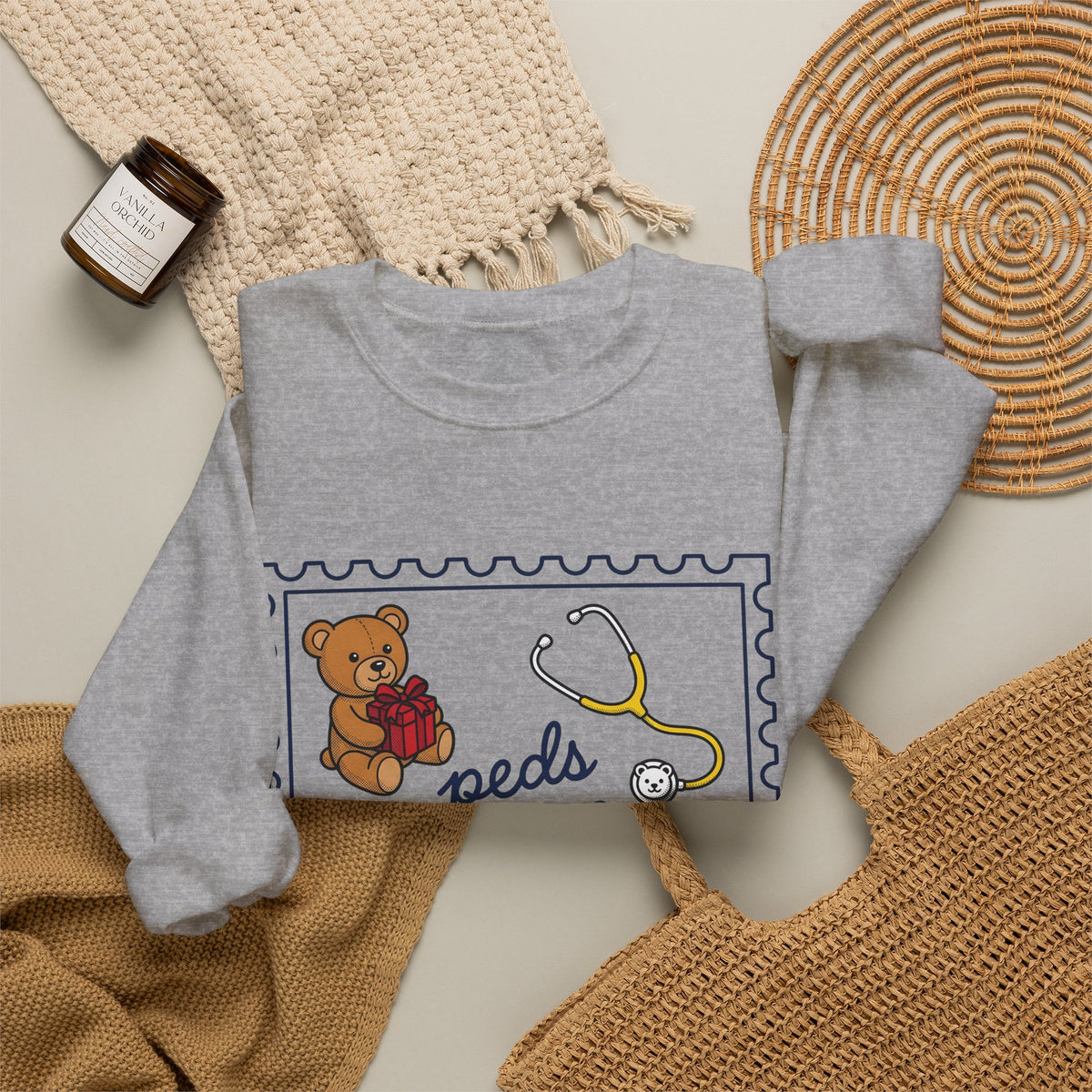 Teddy Bear Sweatshirt Nurse Christmas Gift Women Cartoon Sweatshirt Teddy Sweatshirt Healthcare Enthusiast Comic Sweatshirt Winter Graphic Retro Stethoscope