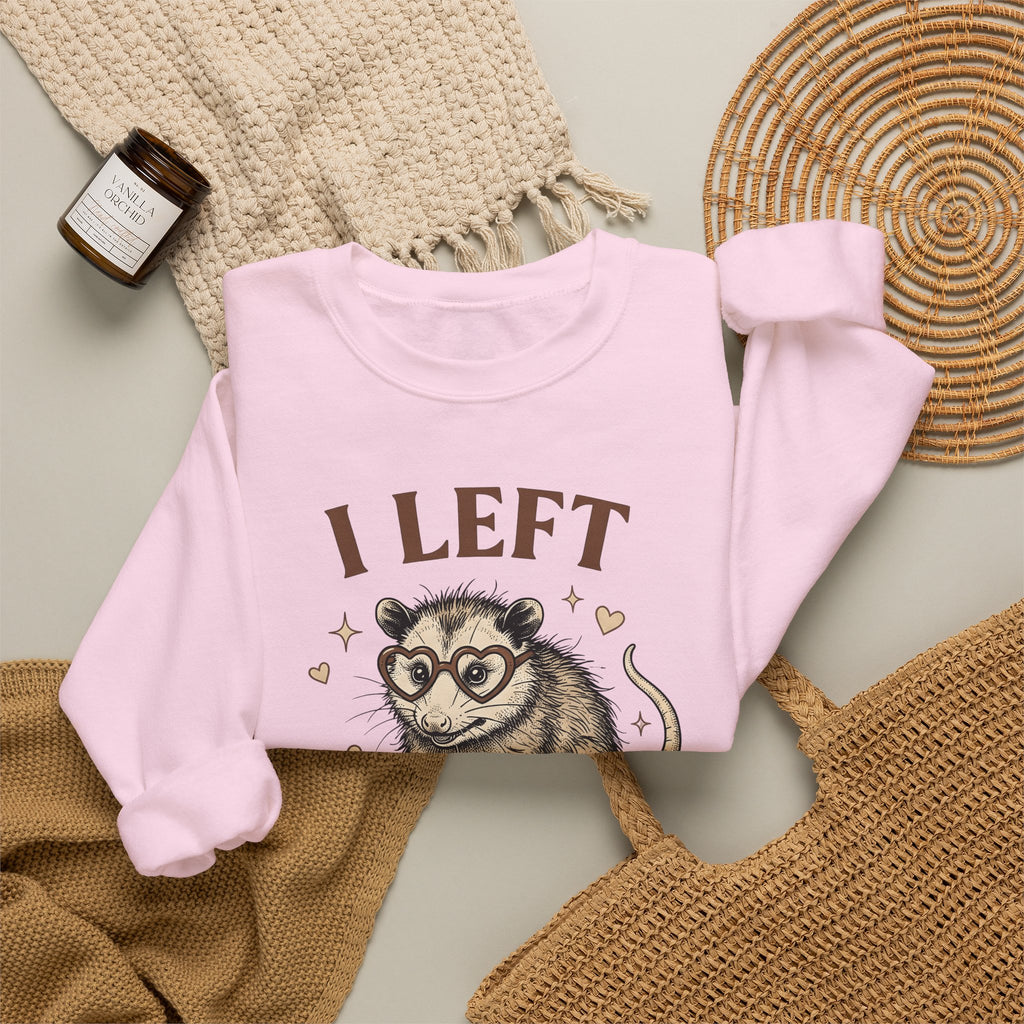Opossum Glasses Sweatshirt Possum Cuisine Gift Women Sketch Sweatshirt Eyeglasses Sweatshirt Opossum Fan Drawing Design Retro Slice Sweatshirt