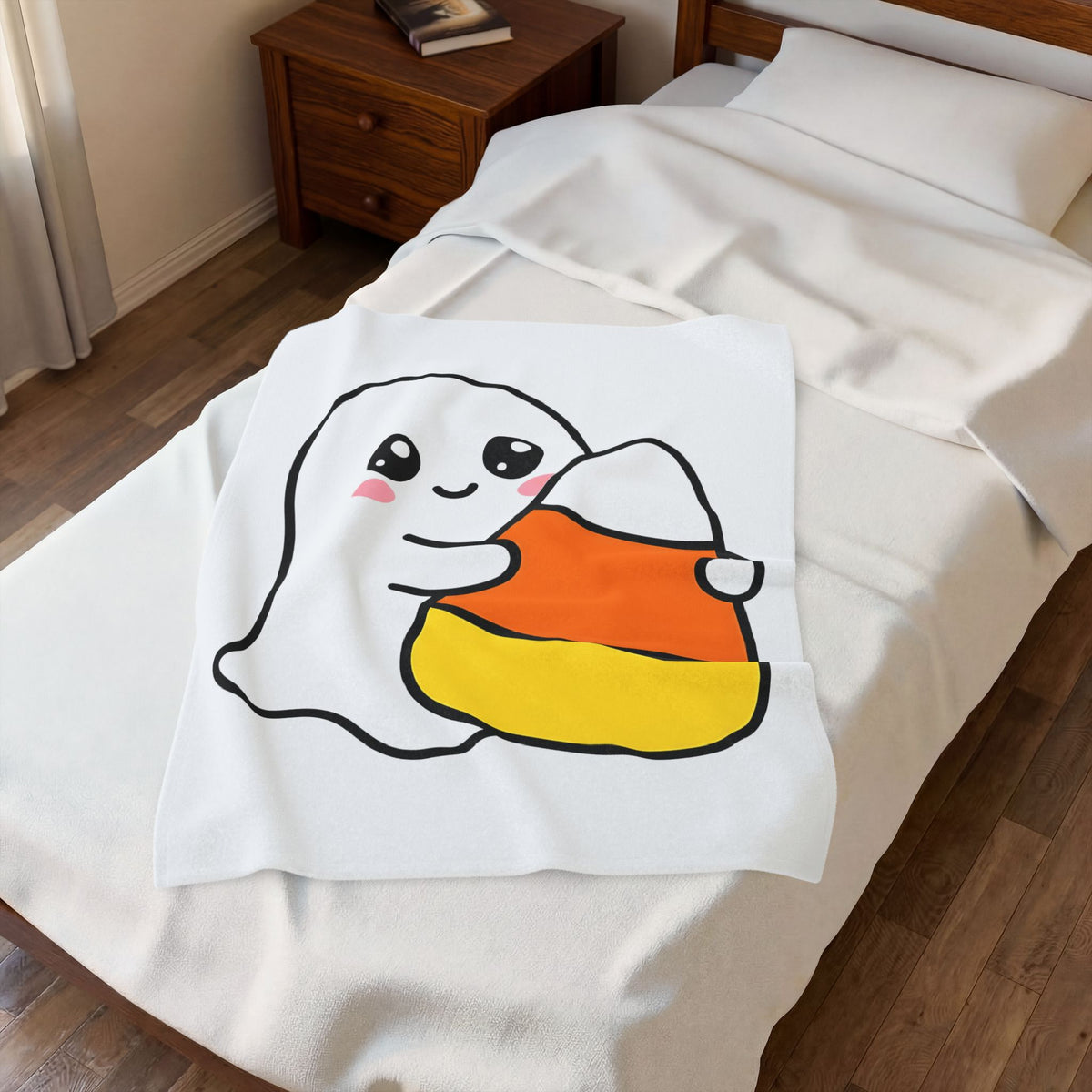 Ghost Sweet Corn Halloween Treats Gift Lovable Sweetcorn Spooky Fan Cute Sweets Clean Happy Blanket