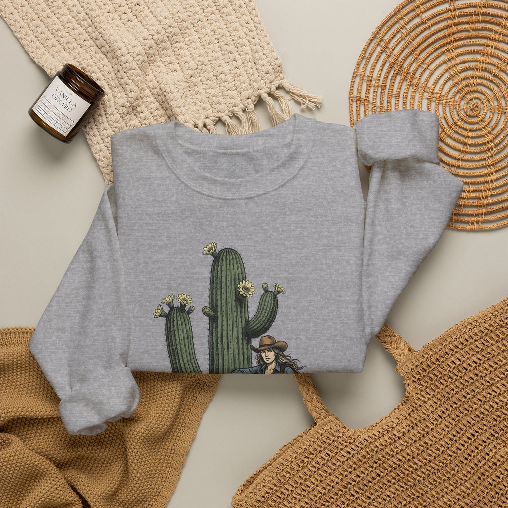 Cowgirl Cactus Cowgirl Ranch Gift Western Prickly Pear Cowboy Fan Rodeo Farm Vintage Saddle Sweatshirt