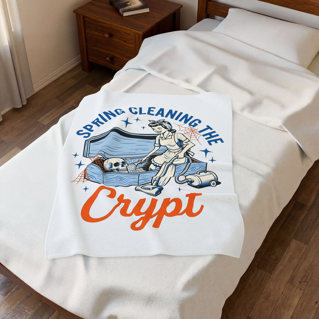 Vintage Maid Casket Blanket Funny Holiday Gift Women Comic Blanket Coffin Blanket Humor Fan Cartoon Blanket Christmas Graphic Rustic Bones Blanket