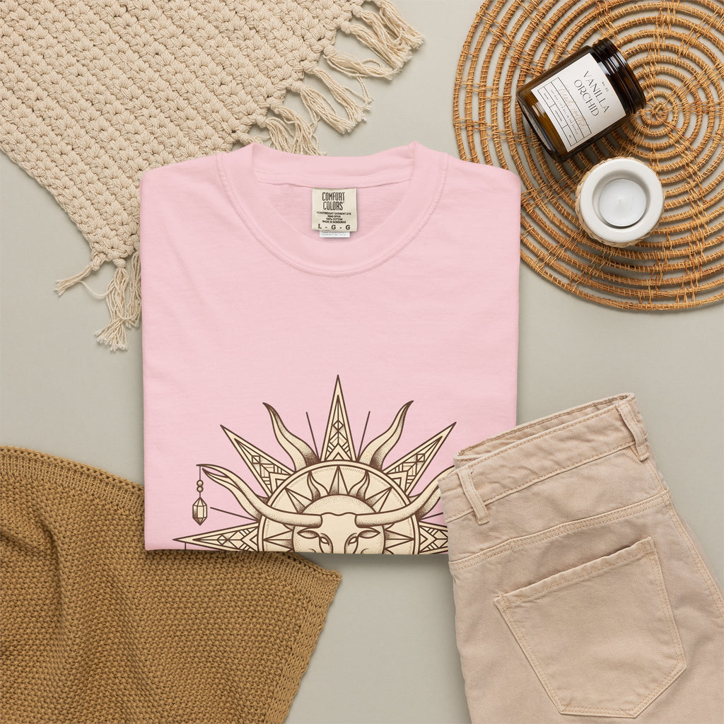 Steer Skull Sun T-Shirt Cowgirl Frontier Gift Women Gypsy T-Shirt Skull T-Shirt Cowboy Fan Bull Graphic Old-Fashioned Stones T-Shirt