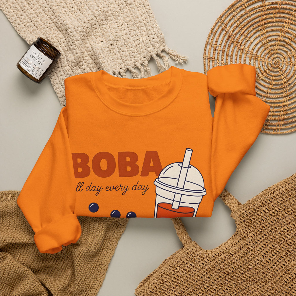 Tapioca Tea Sweatshirt Boba Dessert Gift Women Hand Drawn Sweatshirt Bubble Tea Sweatshirt Boba Fan Hand Drawn Sweatshirt Sweet Graphic Line Art Carp Sweatshirt