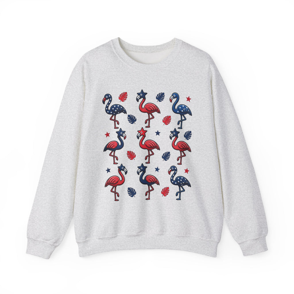 Flag Flamingo Sweatshirt 4th Of July Holiday Gift Women Cartoonish Sweatshirt Flamingo Sweatshirt Independence Day Fan Retro Sweatshirt Celebration Graphic Old