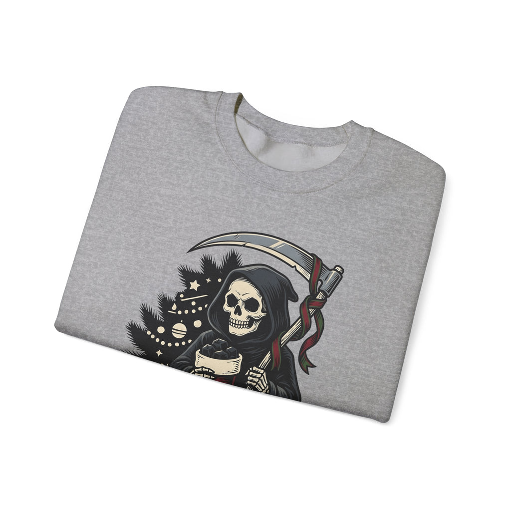 Death Figure Sweatshirt Christmas Dark Gift Women Distressed Sweatshirt Grim Reaper Sweatshirt Xmas Fan Gothic Sweatshirt Macabre Graphic