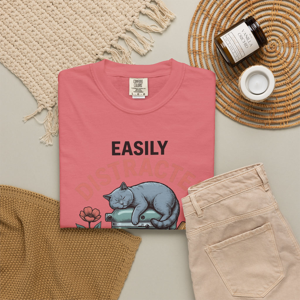 Cat Blender T-Shirt Cat Dessert Gift Women Retro T-Shirt Blender T-Shirt Cat Fan Vintage T-Shirt Pastry Graphic Sketch Blossoms T-Shirt