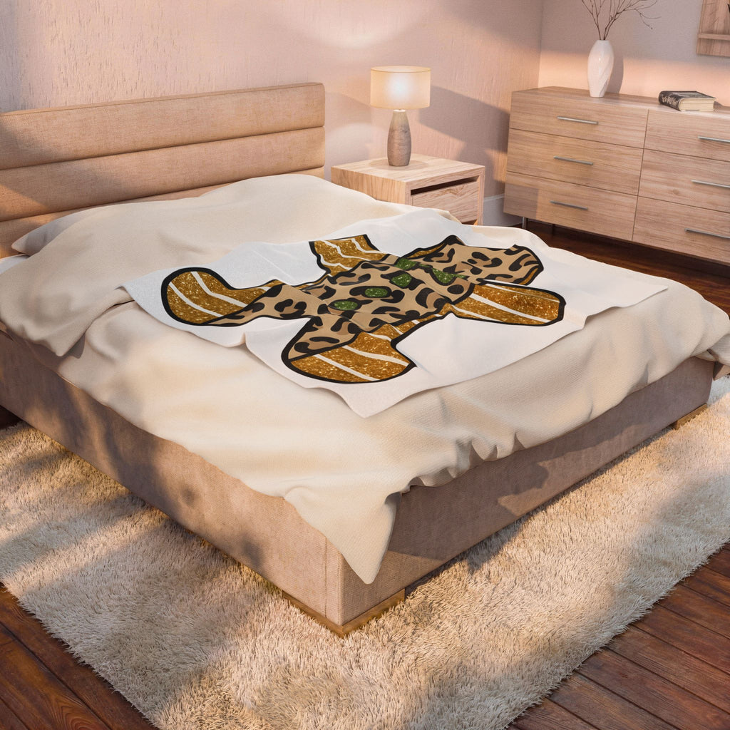 Spotted Gingerbread Animal Xmas Gift Shimmer Gingerbread Man Leopard Fan Glitter Holiday Blanket