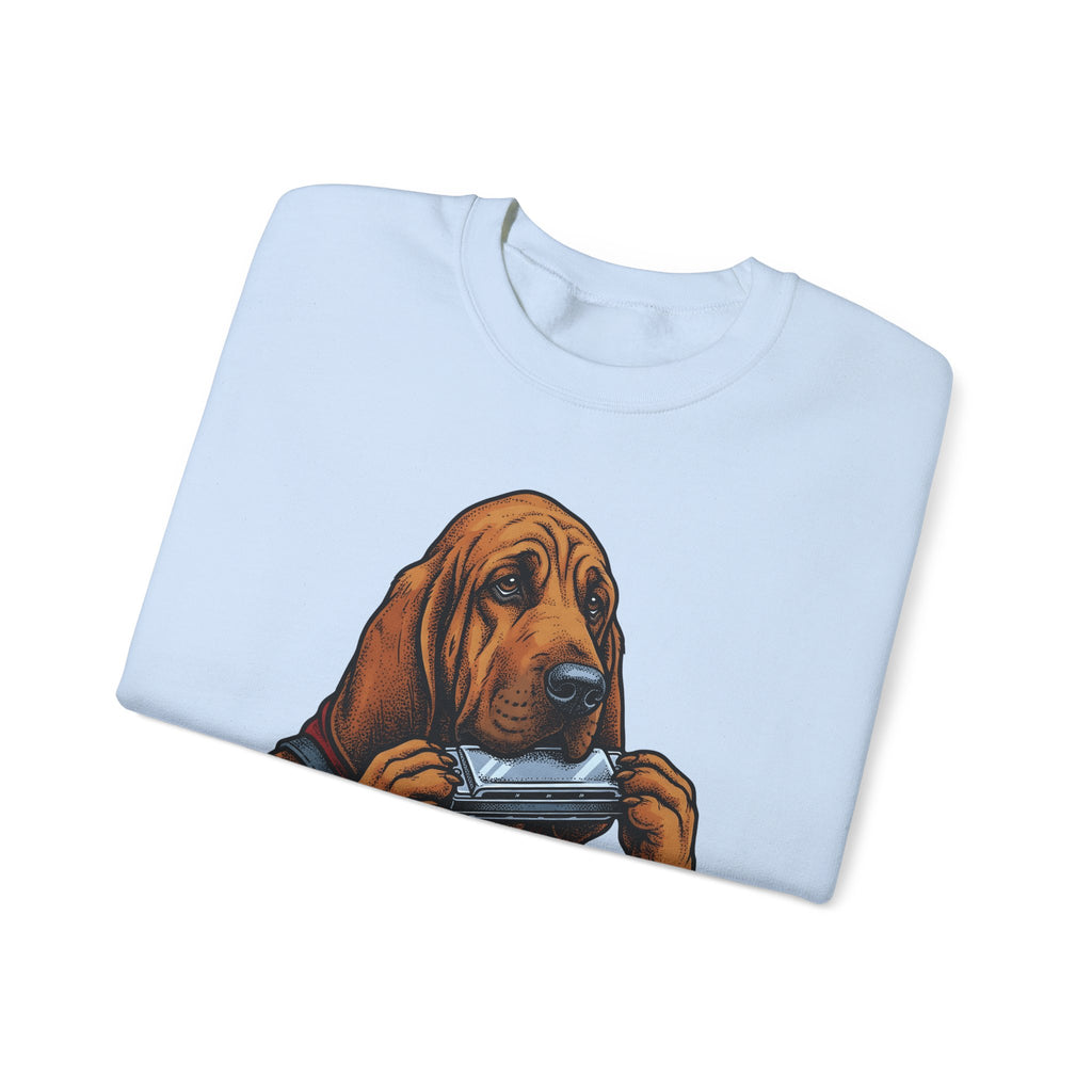Bloodhound Canine Sweatshirt Dog Songs Gift Women Rustic Sweatshirt Hound Sweatshirt Dog Fan Coonhound Graphic Sweatshirt Cartoon Mouth Harp Sweatshirt