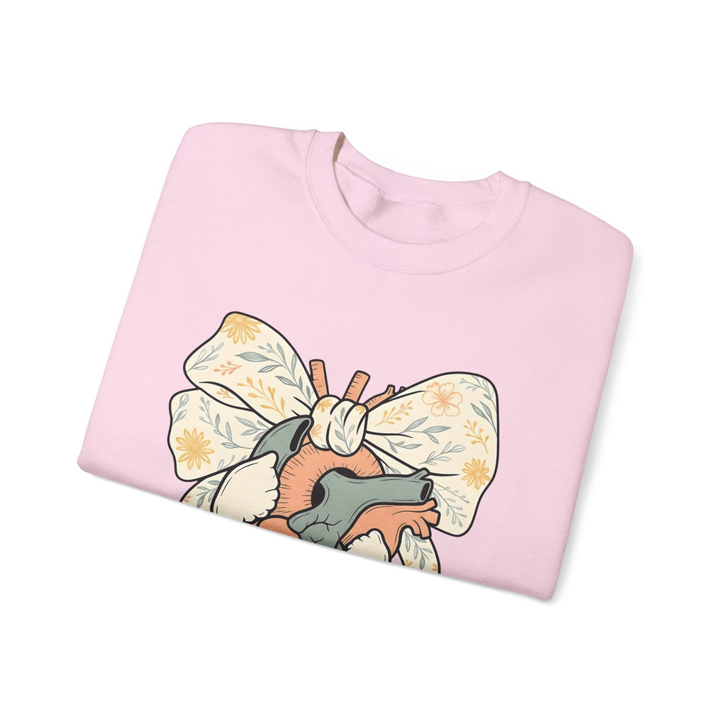 Realistic Heart Sweatshirt Nurses Medicine Gift Women Flower Sweatshirt Heart Sweatshirt Nurse Enthusiast Floral Sweatshirt Medical Graphic Classic Knot Sweatshirt