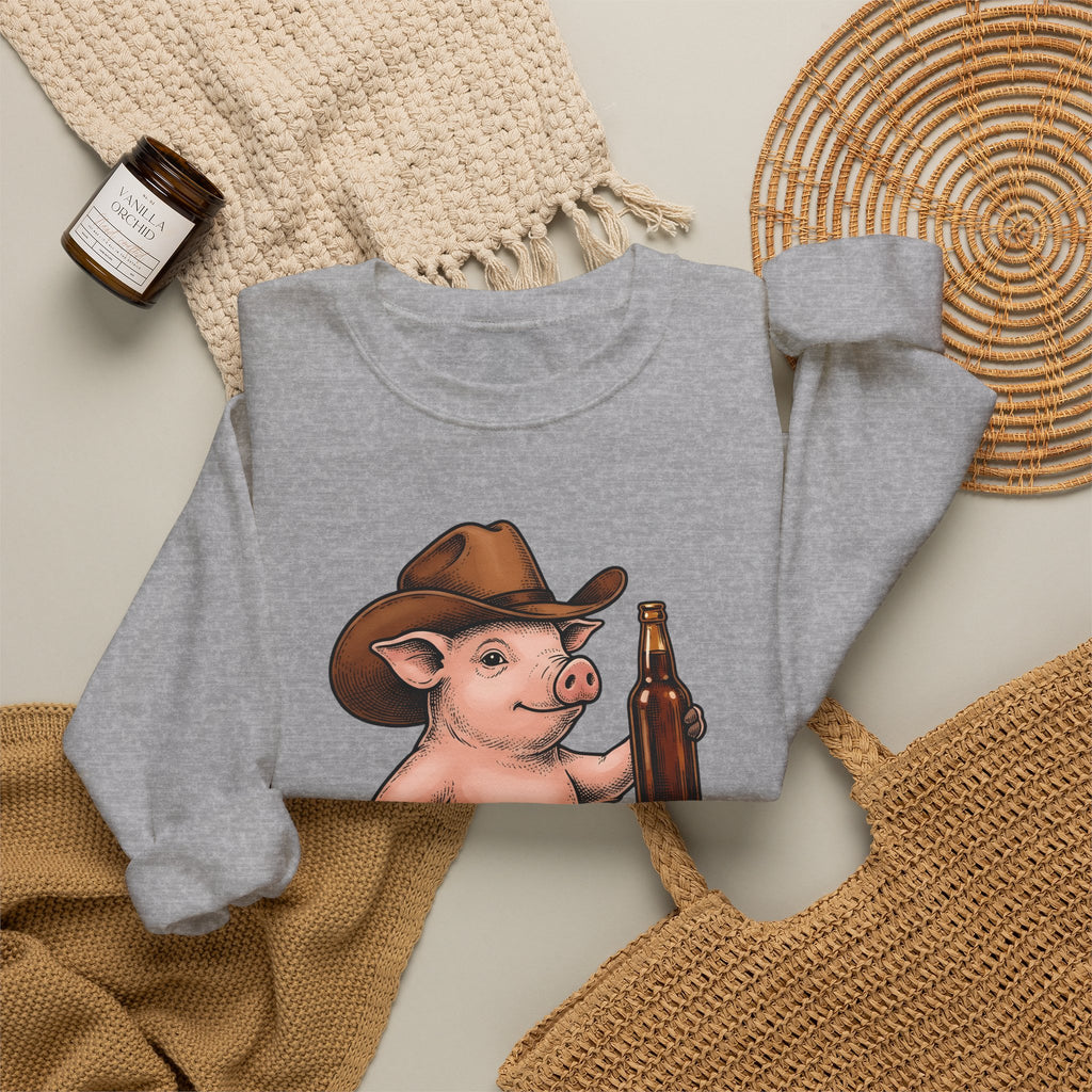 Western Pig Cowgirl Country Gift Cartoon Swine Rodeo Fan Rustic Old School Sweatshirt
