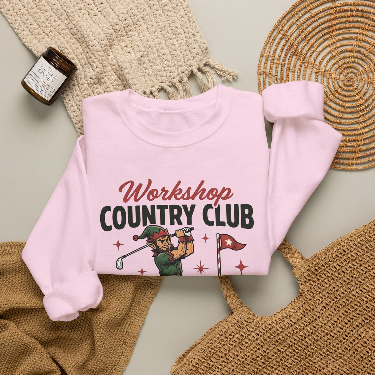 Festive Elf Golf Sweatshirt Christmas Workout Gift Women Sketch Sweatshirt Elf Golfing Sweatshirt Christmas Fan Fitness Graphic Classic Golf Post Sweatshirt