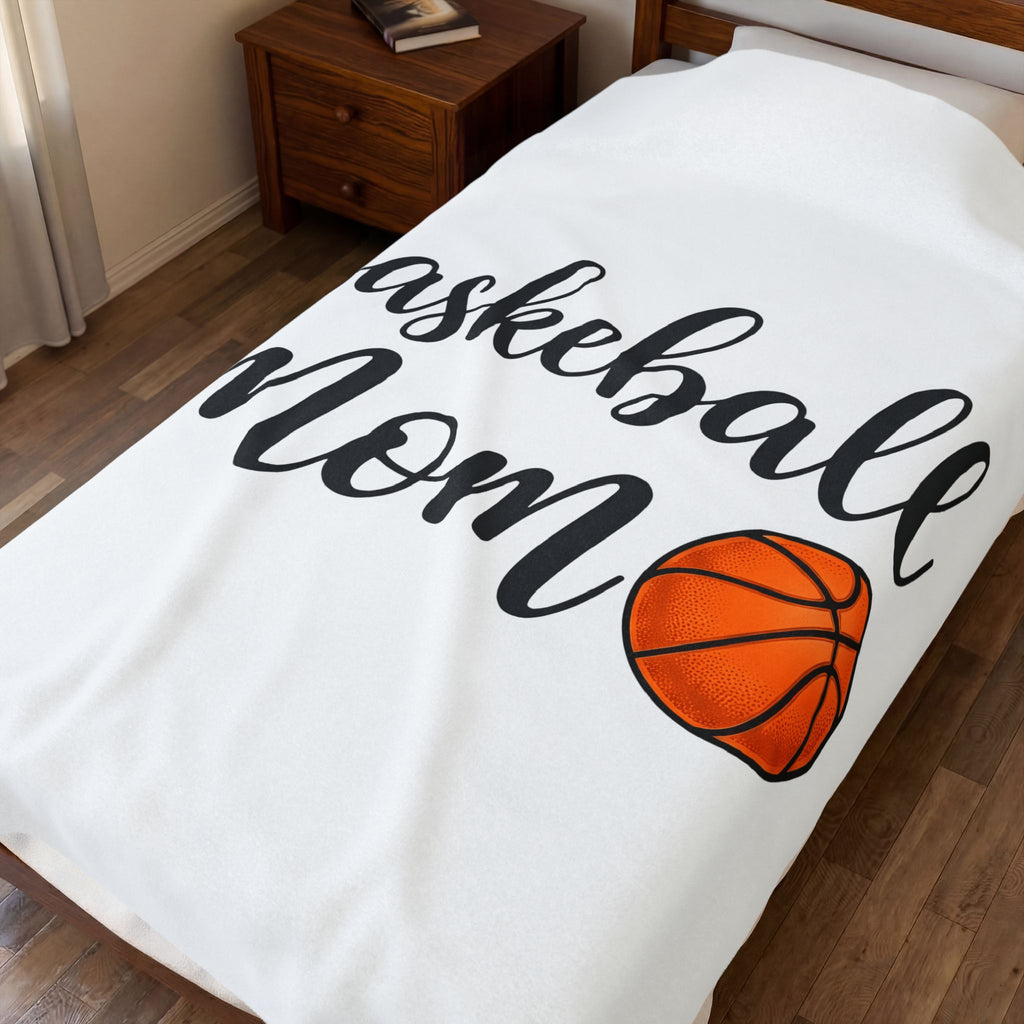 Basketball Graphic Blanket Moms Sports Gift Women Script Blanket Hoop Blanket Mom Fan Calligraphy Blanket Athlete Graphic Modern Sports Ball Blanket