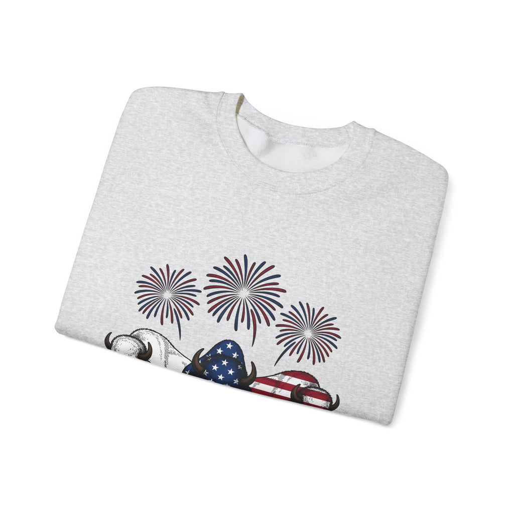 American Buffalo Sweatshirt America Cowboy Gift Women Retro Sweatshirt Bison Sweatshirt Patriot Fan Vintage Sweatshirt Rodeo Graphic Sketch Sparklers Sweatshirt