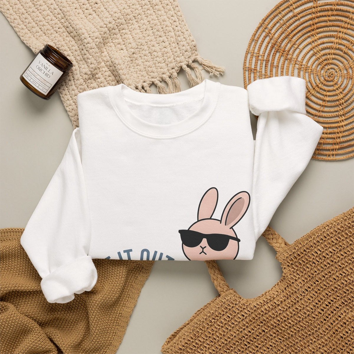 Bunny Sunglasses Sweatshirt Teacher Humor Gift Women Cartoon Sweatshirt Rabbit Shades Sweatshirt Educator Enthusiast Comic Sweatshirt Funny Graphic Minimalist