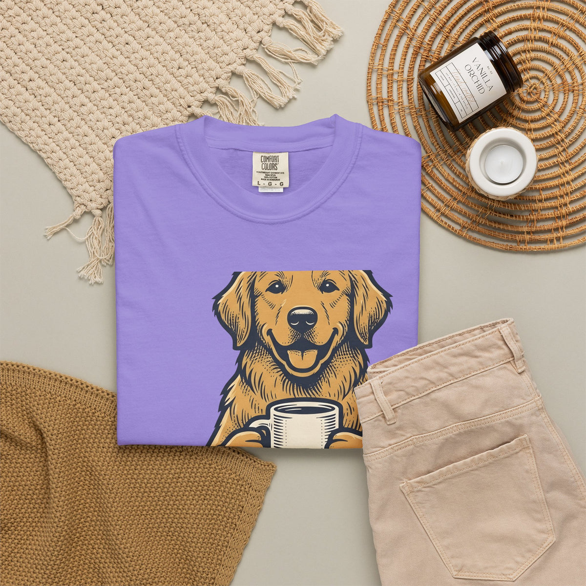 Golden Retriever Dog Coffee Gift Vintage Retriever Dog Fan Puppy Coffee Hand Drawn Coffee T-Shirt