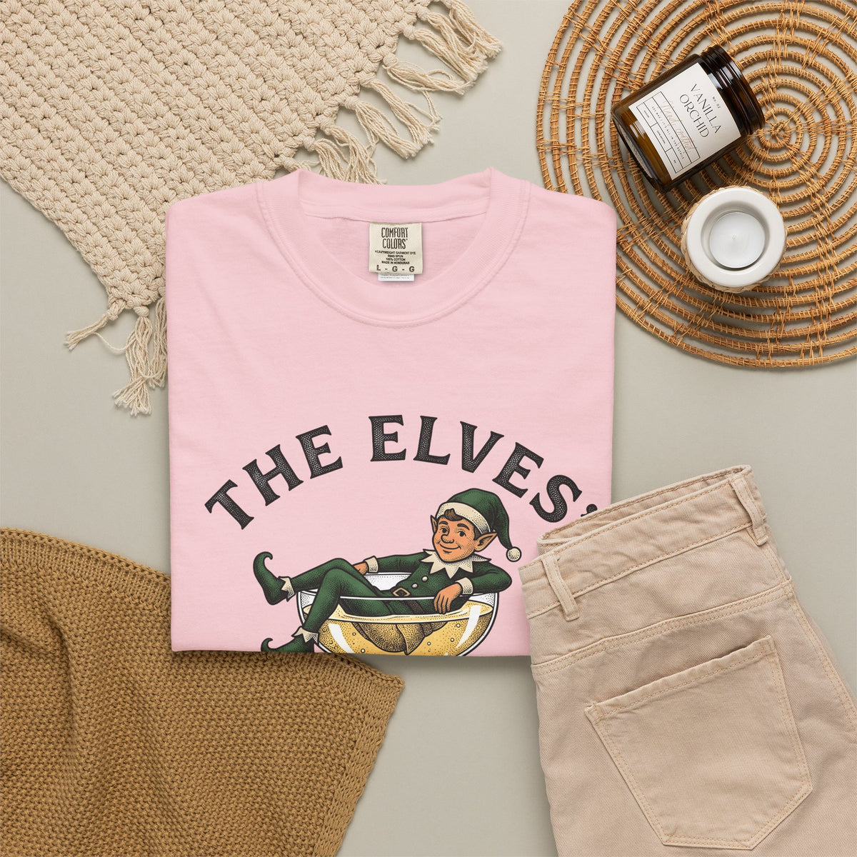 Elf Wine Glass T-Shirt Christmas Festivity Gift Women Rustic T-Shirt Wine Goblet T-Shirt Xmas Fan Vintage T-Shirt Holiday Graphic Classic
