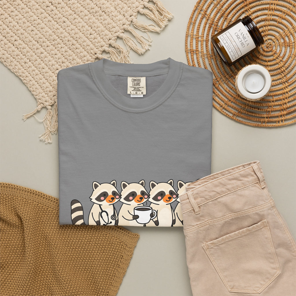 Raccoon Family T-Shirt Nurses Creatures Gift Women Lovable T-Shirt Trash Panda T-Shirt Nurse Enthusiast Cute T-Shirt Wildlife Graphic Animated