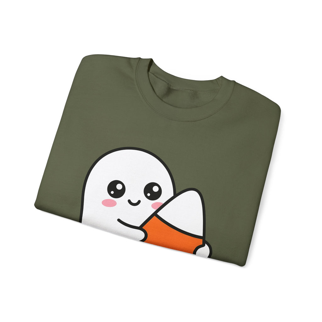 Ghost Sweet Corn Halloween Treats Gift Lovable Sweetcorn Spooky Fan Cute Sweets Clean Happy Sweatshirt