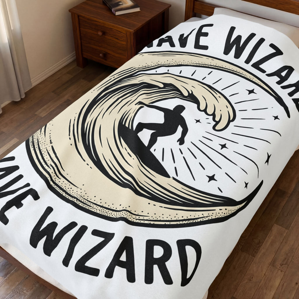 Surf Break Blanket Surfing Coast Gift Women Hand Drawn Blanket Wave Blanket Surfer Fan Beach Graphic Illustration Line Art Star Motifs Blanket