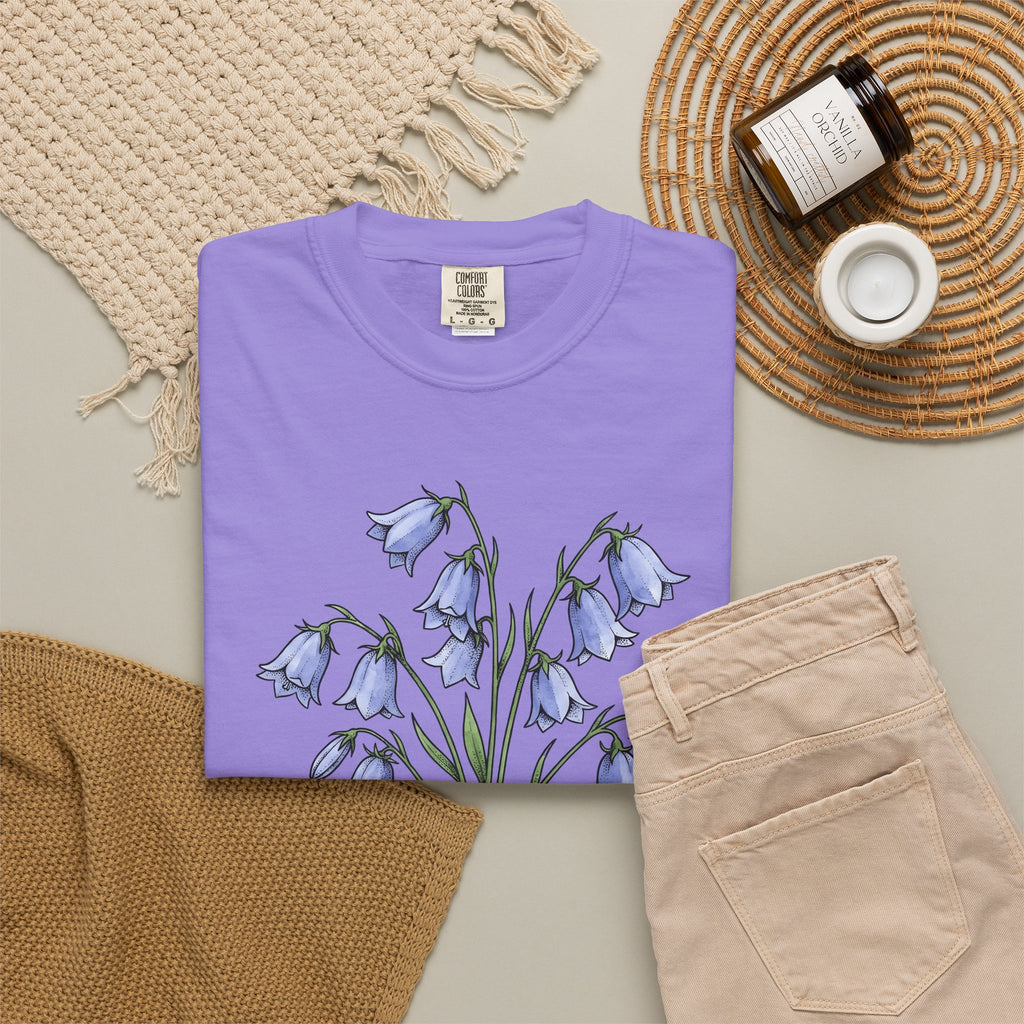 Bluebell Flower T-Shirt Boho Chic Floral Gift Women Botanical T-Shirt Harebell T-Shirt Bohemian Enthusiast Botanical T-Shirt Floral Graphic Vintage