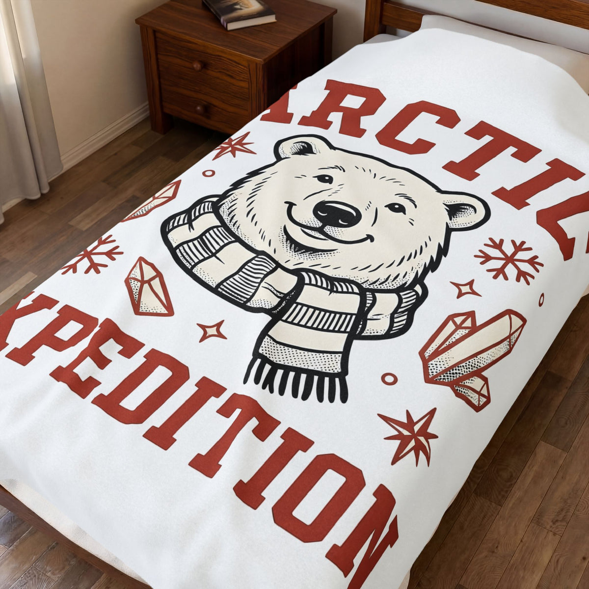 White Bear Blanket Christmas Cold Season Gift Women Comic Blanket Polar Bear Blanket Winter Fan Cartoon Blanket Frost Graphic Retro Ice Crystals