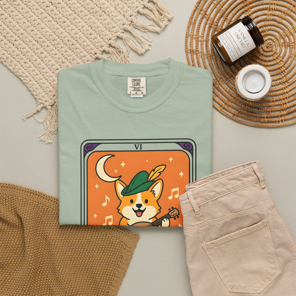 Corgi Performer T-Shirt Boho Chic Animal Gift Women Anime T-Shirt Pembroke Welsh Corgi T-Shirt Bohemian Fan Manga T-Shirt Animal Graphic Hand Drawn