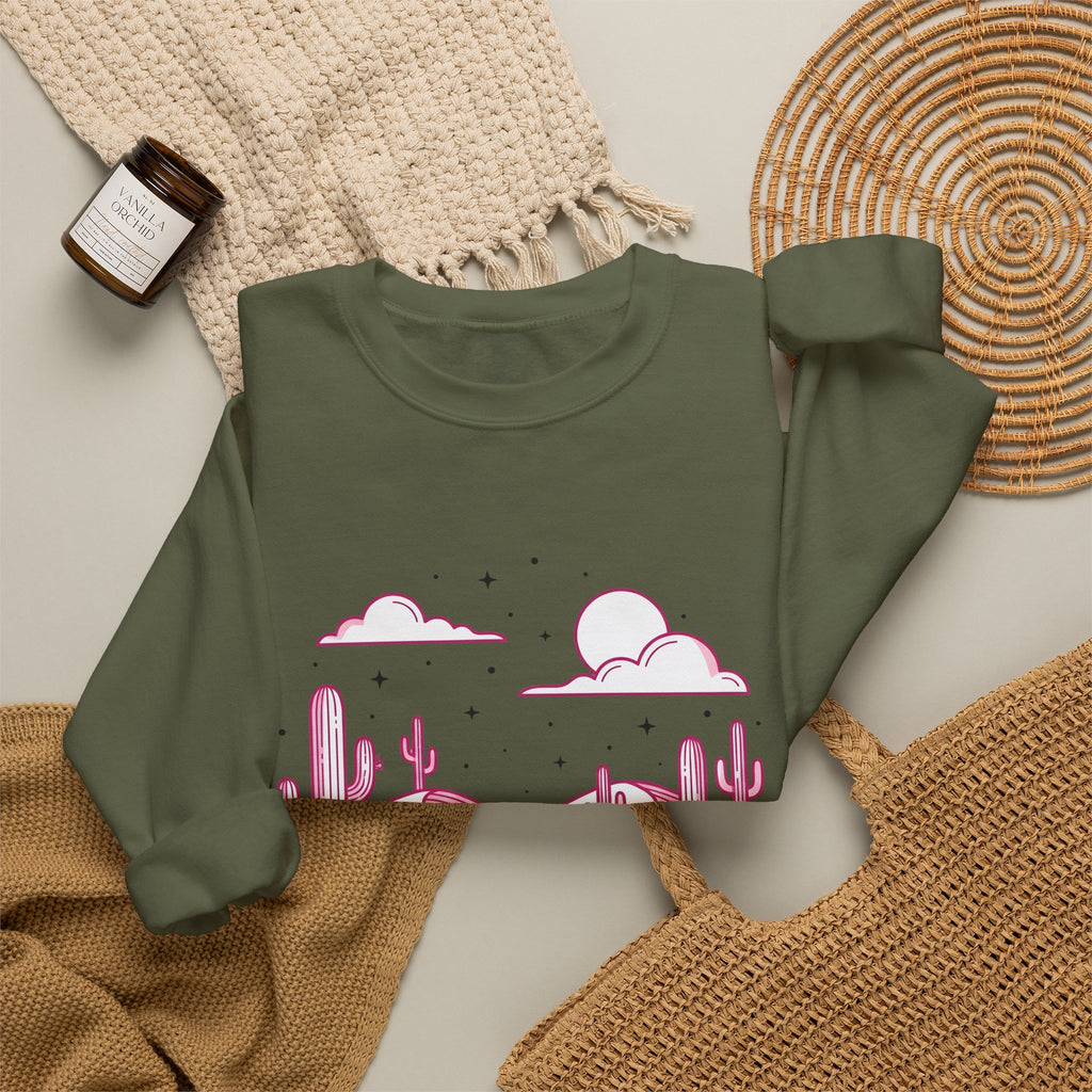 Desert Plant Desert Wilderness Gift Modern Cactus Desert Fan Succulent Wilderness Line Sweatshirt